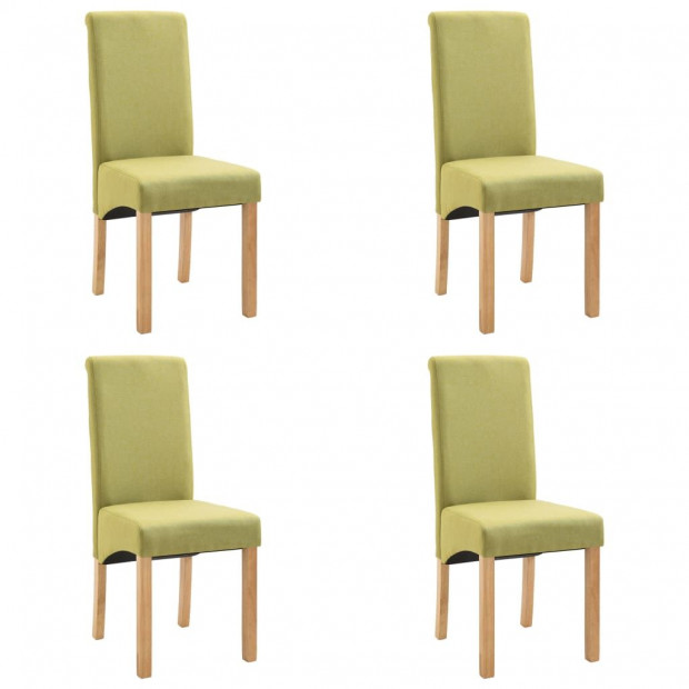 Dining Chairs 4 Pcs Green Fabric and Wooden Frame