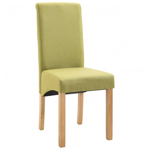 Dining Chairs 4 Pcs Green Fabric and Wooden Frame Image 3