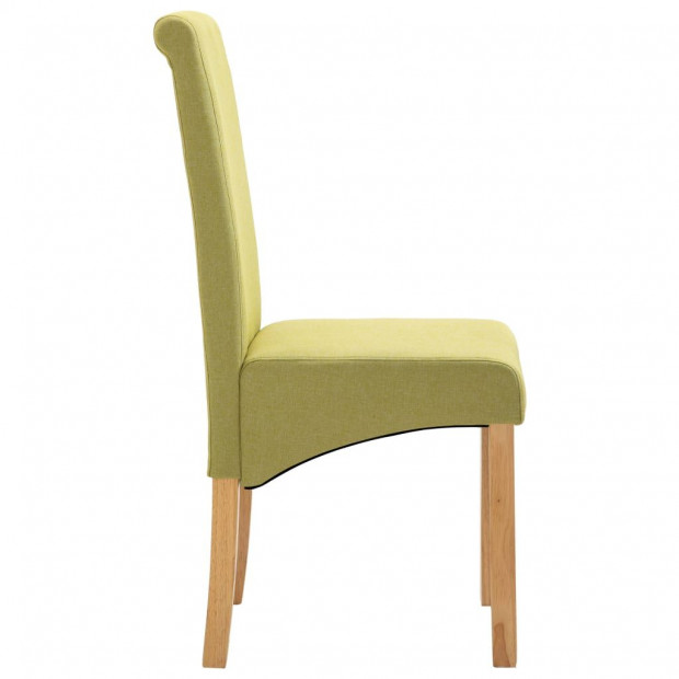 Dining Chairs 4 Pcs Green Fabric and Wooden Frame Image 5