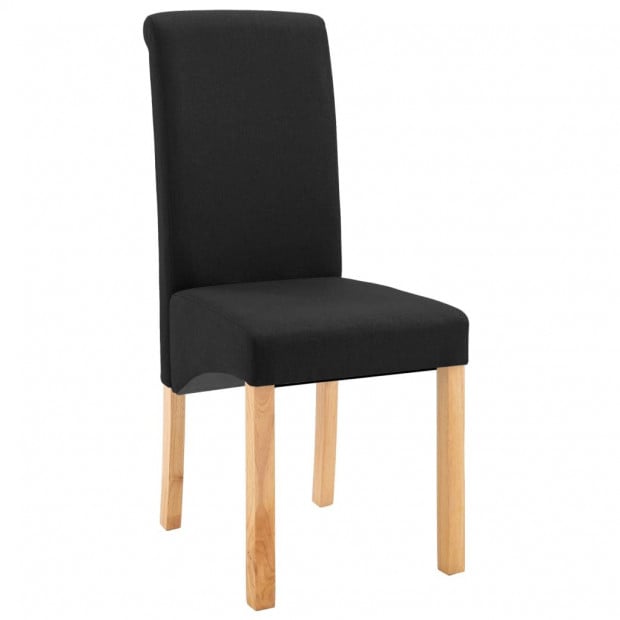 Dining Chairs 2 Pcs Black Fabric and Wooden Frame Image 3