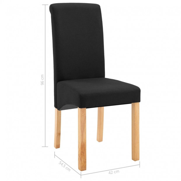 Dining Chairs 2 Pcs Black Fabric and Wooden Frame Image 9