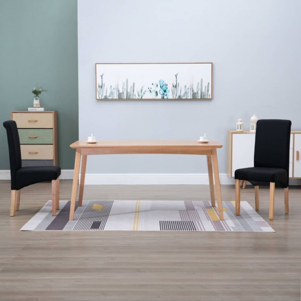 Dining Chairs 2 Pcs Black Fabric and Wooden Frame Image 2