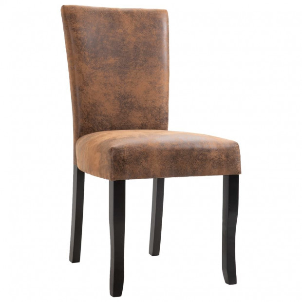 Dining Chairs 2 Pcs Brown Faux Suede Leather Image 3