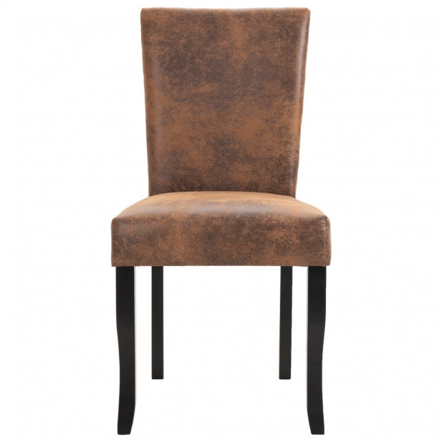 Dining Chairs 2 Pcs Brown Faux Suede Leather Image 4