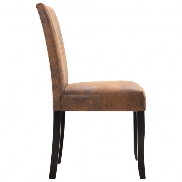Dining Chairs 2 Pcs Brown Faux Suede Leather Image 5