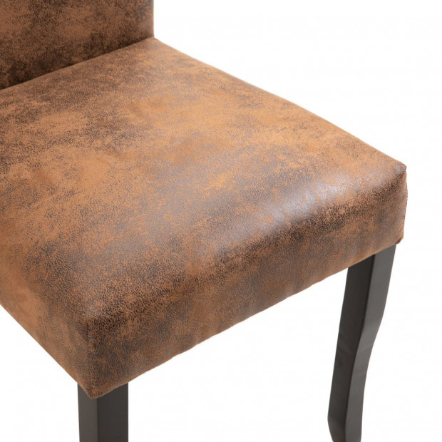 Dining Chairs 2 Pcs Brown Faux Suede Leather Image 7