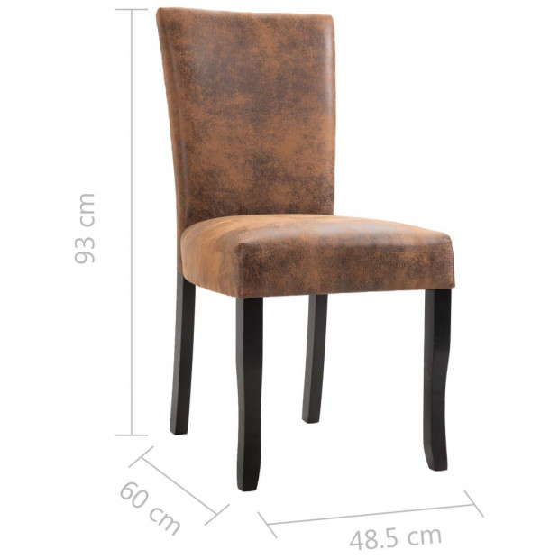 Dining Chairs 2 Pcs Brown Faux Suede Leather Image 8