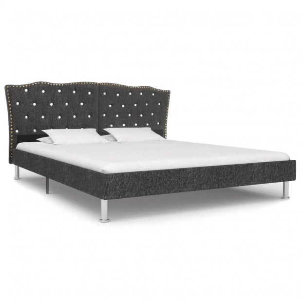 Bed Frame Dark Grey Fabric 137x187 Cm Double Image 2