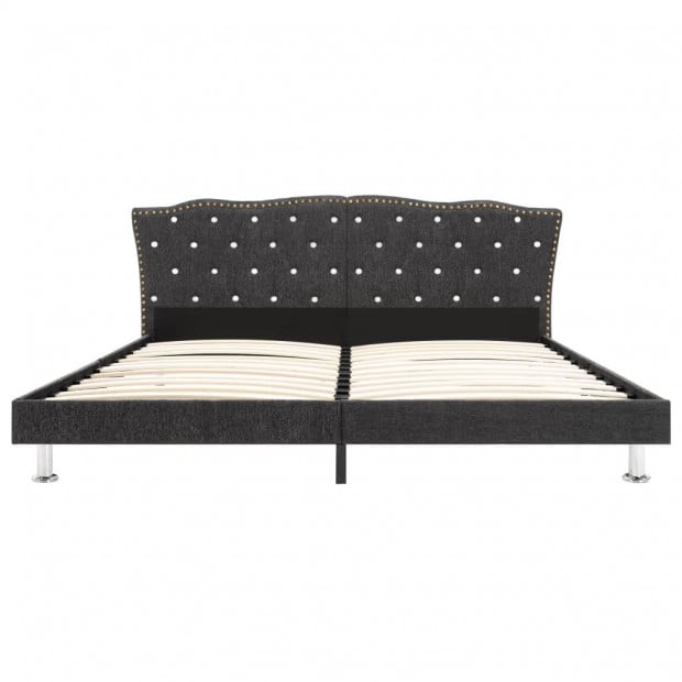 Bed Frame Dark Grey Fabric 137x187 Cm Double Image 3