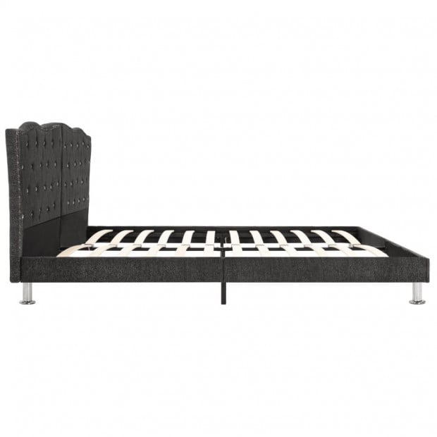 Bed Frame Dark Grey Fabric 137x187 Cm Double Image 4