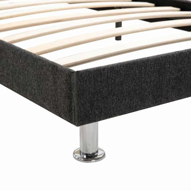 Bed Frame Dark Grey Fabric 137x187 Cm Double Image 6