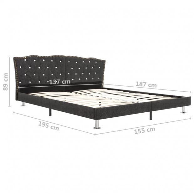 Bed Frame Dark Grey Fabric 137x187 Cm Double Image 7
