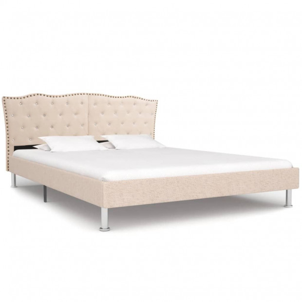 Bed Frame Cream Fabric 137x187 Cm Double