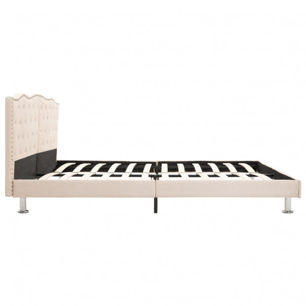 Bed Frame Cream Fabric 137x187 Cm Double Image 4