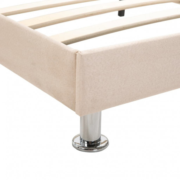Bed Frame Cream Fabric 137x187 Cm Double Image 6