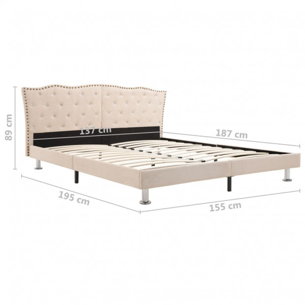 Bed Frame Cream Fabric 137x187 Cm Double Image 7