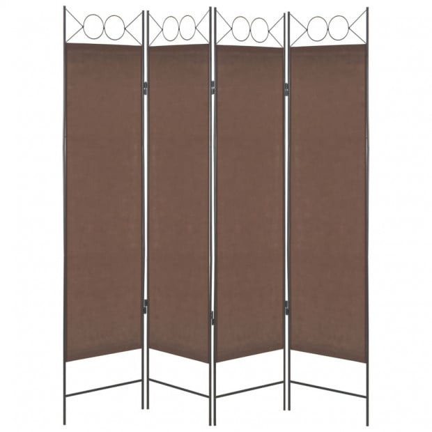 4-panel Room Divider Brown 160x180 Cm Image 2