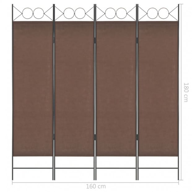 4-panel Room Divider Brown 160x180 Cm Image 6