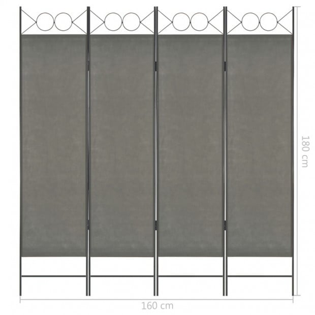 4-panel Room Divider Anthracite 160x180 Cm Image 6