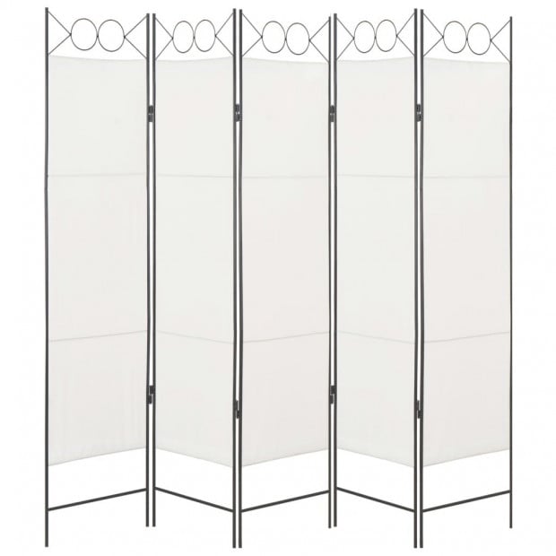 5-panel Room Divider White 200x180 Cm Image 2