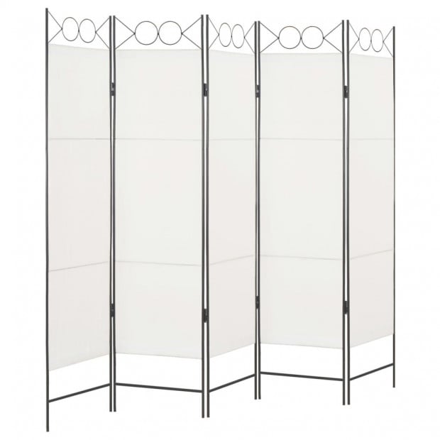 5-panel Room Divider White 200x180 Cm Image 3