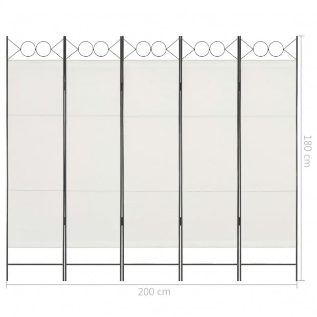 5-panel Room Divider White 200x180 Cm Image 6