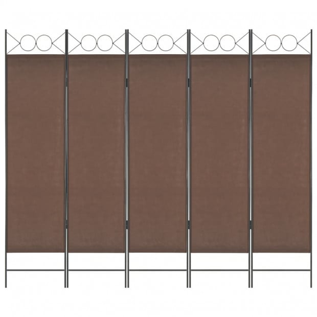 5-panel Room Divider Brown 200x180 Cm