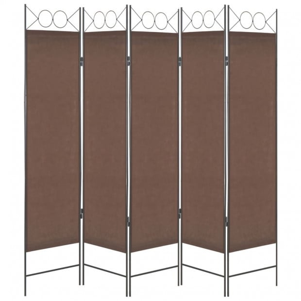 5-panel Room Divider Brown 200x180 Cm Image 2