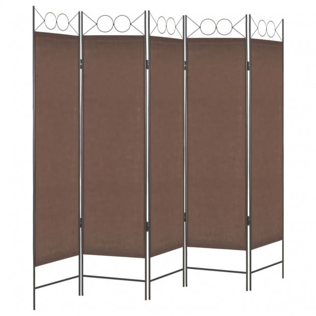 5-panel Room Divider Brown 200x180 Cm Image 3