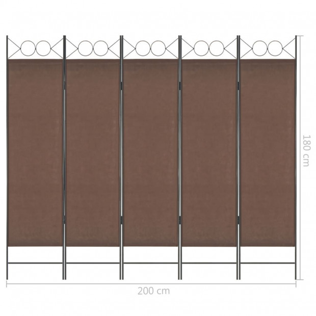5-panel Room Divider Brown 200x180 Cm Image 6