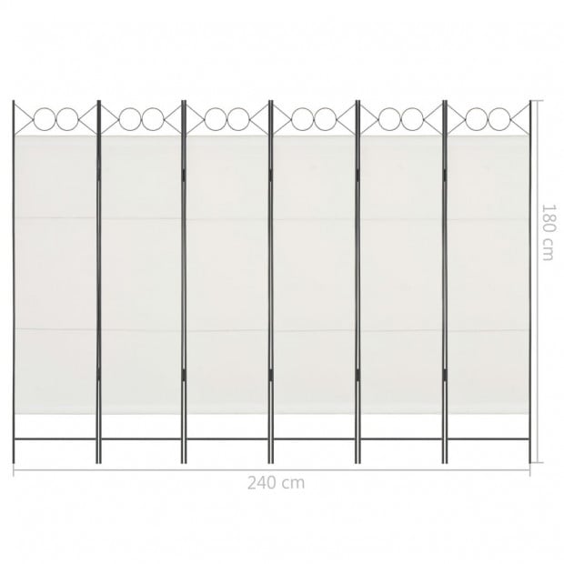6-panel Room Divider White 240x180 Cm Image 6