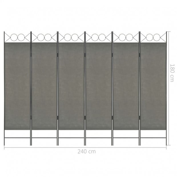6-panel Room Divider Anthracite 240x180 Cm Image 6