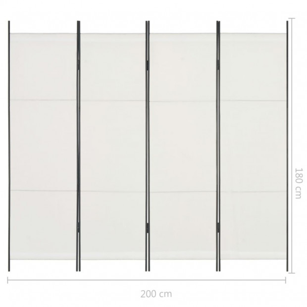 4-panel Room Divider White 200x180 Cm Image 6