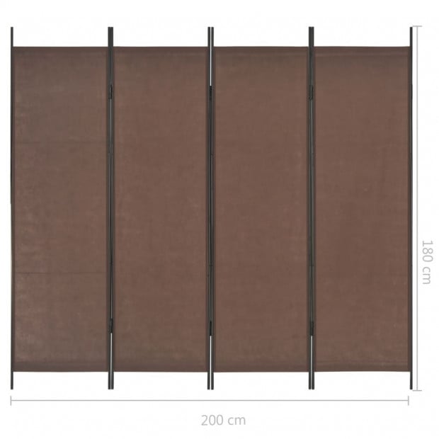 4-panel Room Divider Brown 200x180 Cm Image 6