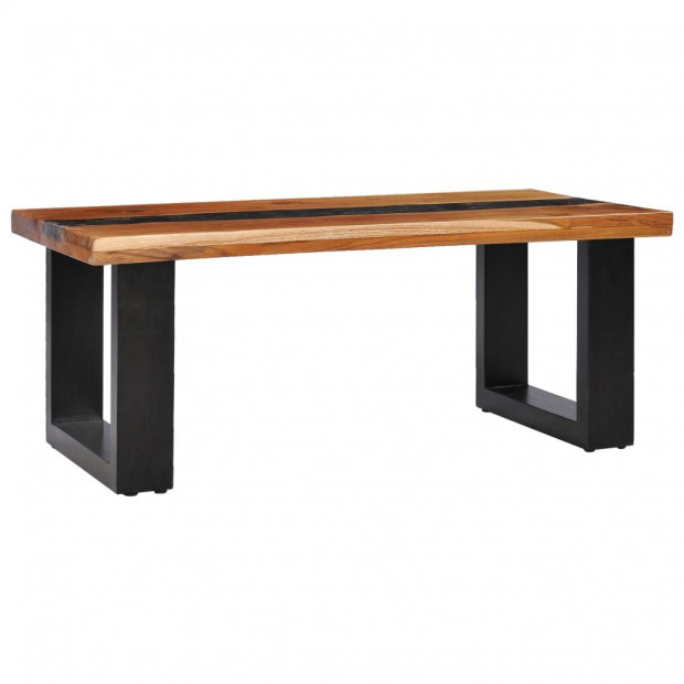 Coffee Table 100x50x40 Cm Solid Teak Wood And Polyresin Image 11