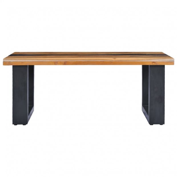 Coffee Table 100x50x40 Cm Solid Teak Wood And Polyresin Image 3