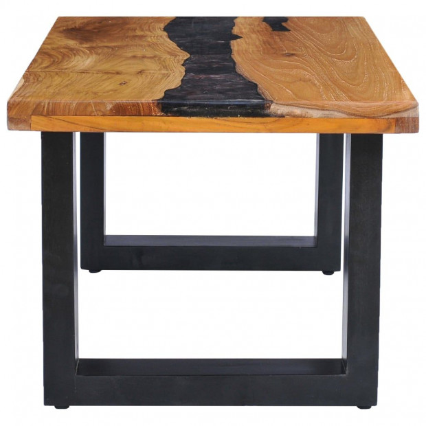 Coffee Table 100x50x40 Cm Solid Teak Wood And Polyresin Image 4
