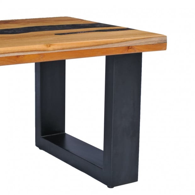 Coffee Table 100x50x40 Cm Solid Teak Wood And Polyresin Image 5