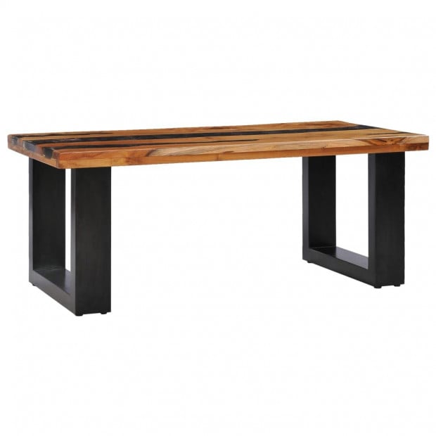 Coffee Table 100x50x40 Cm Solid Teak Wood And Polyresin Image 9