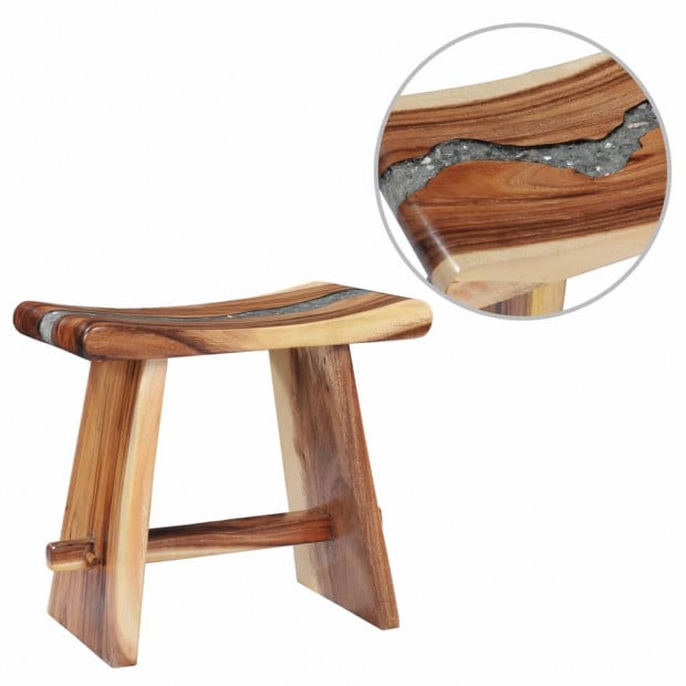 Stool Solid Suar Wood And Polyresin Image 2