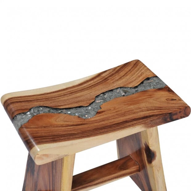 Stool Solid Suar Wood And Polyresin Image 5