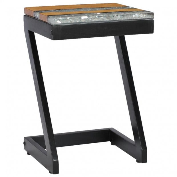 Coffee Table 30x30x50 Cm Solid Teak Wood And Polyresin Image 2