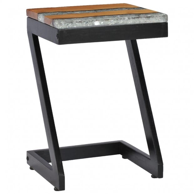 Coffee Table 30x30x50 Cm Solid Teak Wood And Polyresin Image 11