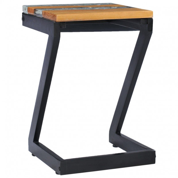 Coffee Table 30x30x50 Cm Solid Teak Wood And Polyresin Image 3