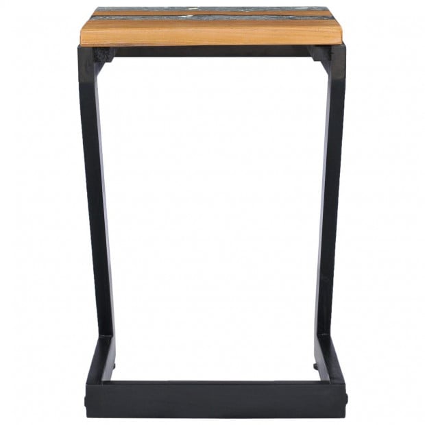 Coffee Table 30x30x50 Cm Solid Teak Wood And Polyresin Image 4