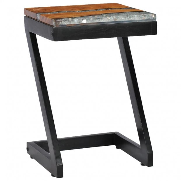 Coffee Table 30x30x50 Cm Solid Teak Wood And Polyresin Image 9