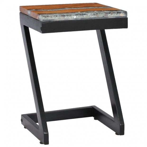 Coffee Table 30x30x50 Cm Solid Teak Wood And Polyresin Image 10