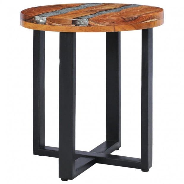 Coffee Table 40x45 Cm Solid Teak Wood And Polyresin Image 11