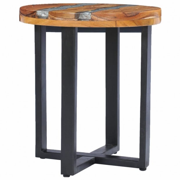 Coffee Table 40x45 Cm Solid Teak Wood And Polyresin Image 2