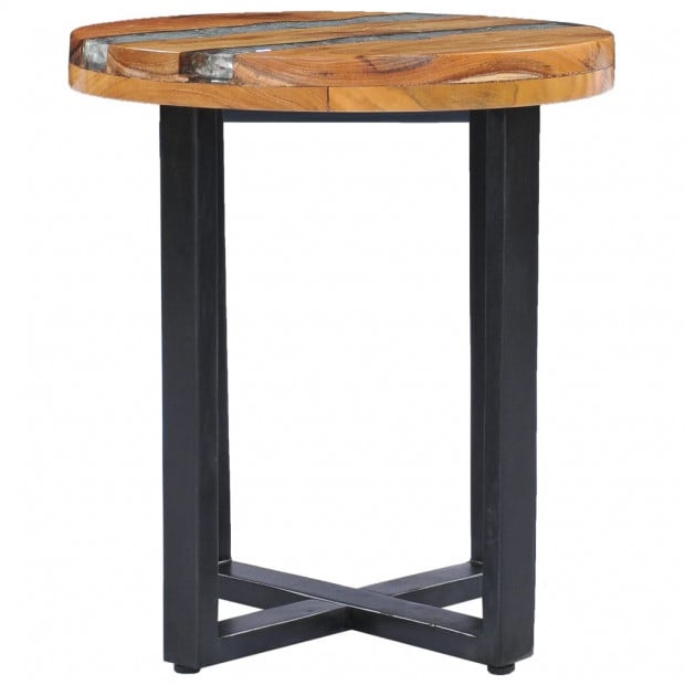Coffee Table 40x45 Cm Solid Teak Wood And Polyresin Image 3